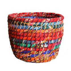 Set of 2 round grass baskets, multicoloured