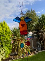 Suncatcher angel with beads assorted 29cm