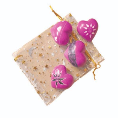 3 Small Heart Shaped Pebbles in Gift Bag