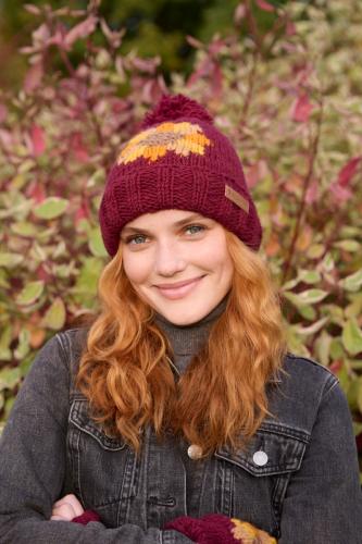 Sunflower Bobble Beanie Burgundy