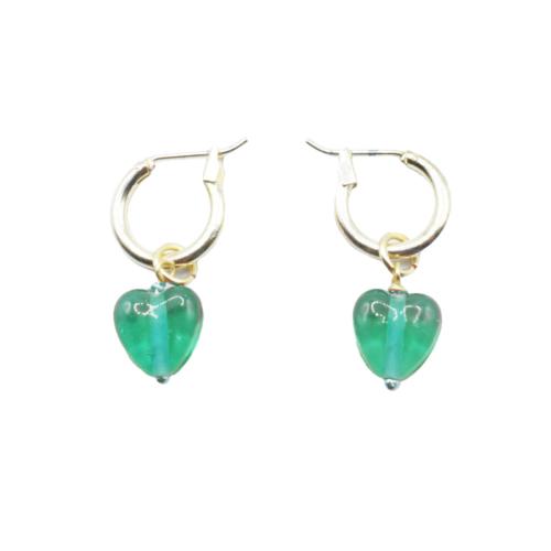 Earrings Glass Heart Turquoise