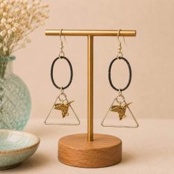 Earrings Hummingbird in Triangle