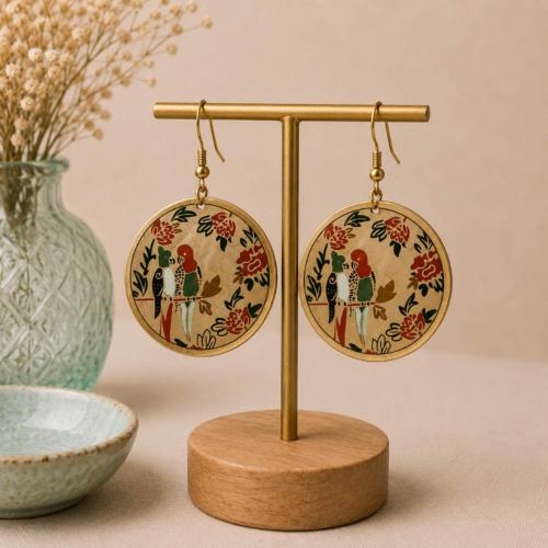 Earrings gold coloured with parrots