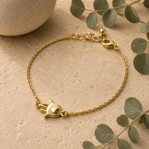 Bracelet with hamsa hand charm, gold colour