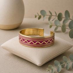 Bracelet / Cuff Bangle Pink Wavy Lines 1.5cm