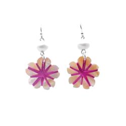 Earrings Flower Pink Cotton