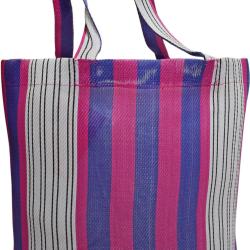 Shopper recycled plastic cement bags, pink blue stripes 38x40x12cm