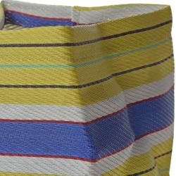 Planter plant holder recycled plastic cement bags, purple yellow stripes 15x15x15cm