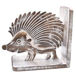 Bookends, mango wood hedgehog design, 18 x 10 x 15cm each