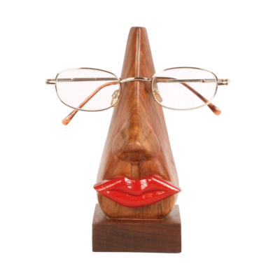 Spectacle glasses stand/holder, red lips, sheesham wood handmade