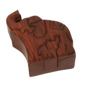 Wooden Elephants Puzzle Trinket Box Hand Carved Fair Trade