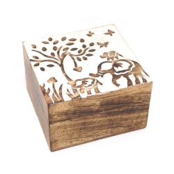Elephant Keepsake Box Mango Wood 10 x 10cm