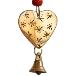 Hanging windchime with Chakra Beads, Heart, recycled brass 4 x 17.5cm