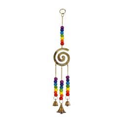Hanging windchime with Chakra Beads, Spiral, recycled brass 6 x 30.5cm