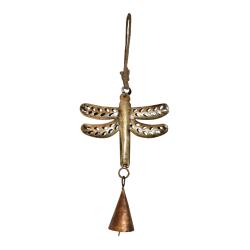 Hanging bell recycled wrought iron, dragonfly 9 x 15cm