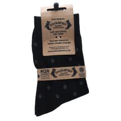 Socks Recycled Cotton / Polyester Stripes + Dots Black Grey Shoe Size UK 3-7 Womens