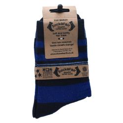 Socks Recycled Cotton / Polyester Stripes Blue Shoe Size UK 3-7 Womens