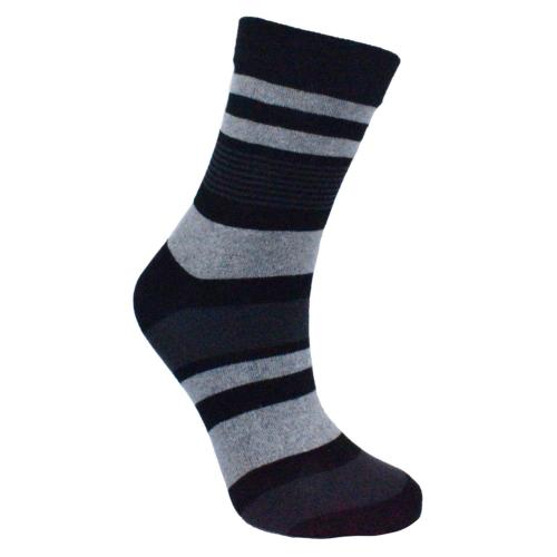 Socks Recycled Cotton / Polyester Stripes Black Grey Shoe Size UK 3-7 Womens