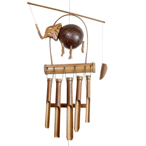 Bamboo windchime coconut elephant 110cm