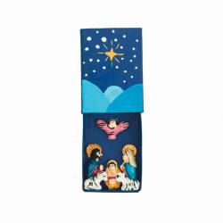 Mini Traditional Ceramic Matchbox Nativity Blue