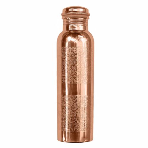 Copper water bottle, engraved, 900ml