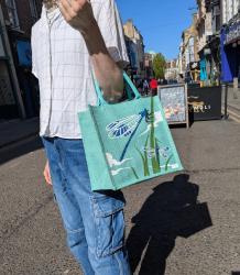 Jute shopping bag, square, dragonflies