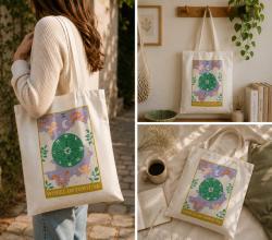 Tote Bag Recycled Cotton Wheel of Fortune 36 x 40cm
