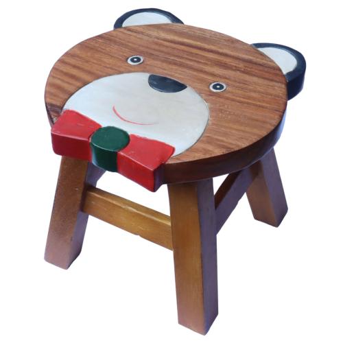 Child's wooden stool, bear