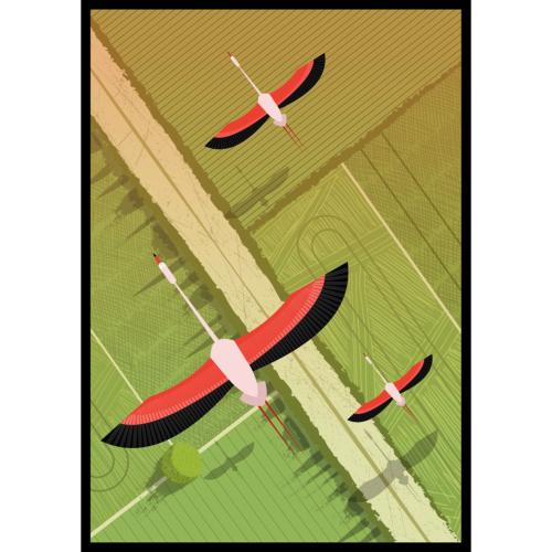 Greetings card "Flying Flamingos" 12x17cm