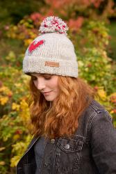 Heart Roll Back Bobble Beanie