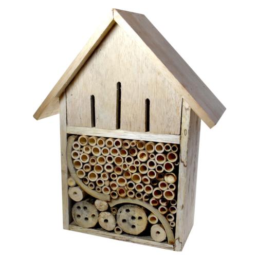 Bee and butterfly house albesia wood and bamboo 27 x 35 x 13cm