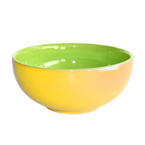 Yellow and Green hand-painted bowl 16 cm