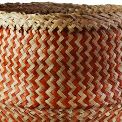 Woven seagrass basket, natural & tan brown 35cm