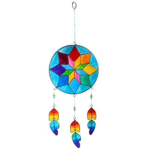 Suncatcher mandala blue background 15x31cm