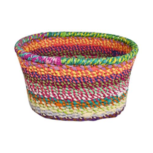 Oval basket recycled material, multicoloured 30 x 22cm