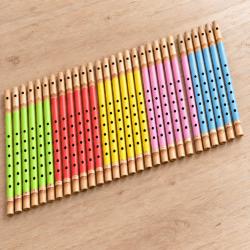 Set of 30 painted bamboo flutes