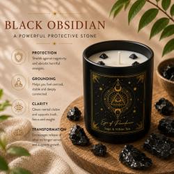 Candle with Gemstone Esoteric Eye of Providence, Sage and White Tea 120g