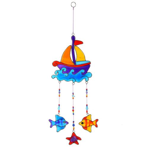 Suncatcher boat and fish 40cm