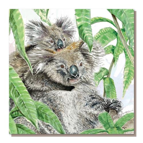 Greetings card, jungle koalas