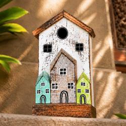 Village Decorative Ornament Albesia Wood 26cm height
