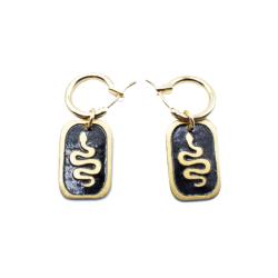 Ear Studs Gold Colour Serpent on Black