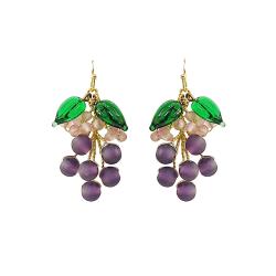 Earrings Beaded Leaves and Berries 3 x 4.5cm