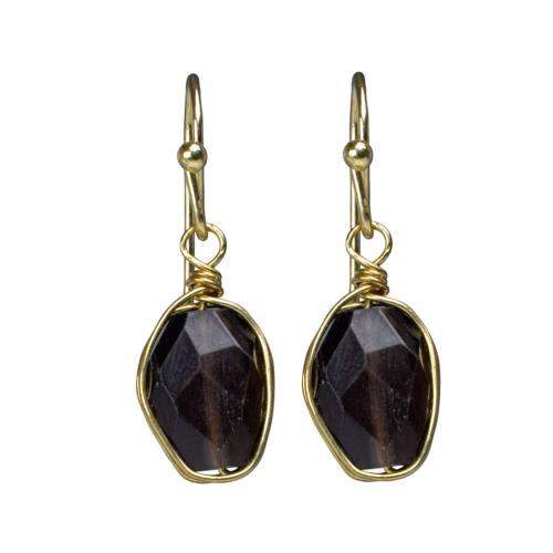 Earrings single drop smokey quartz