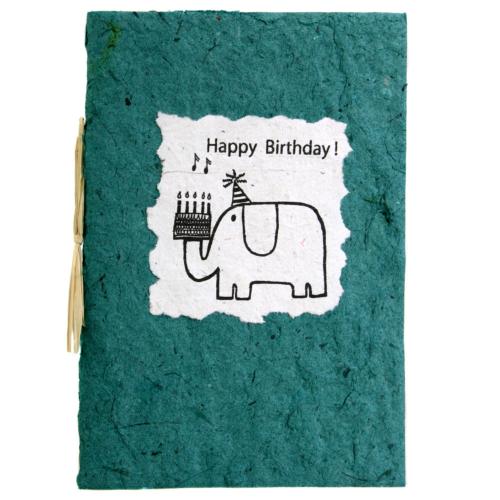 Birthday card, elephant, green