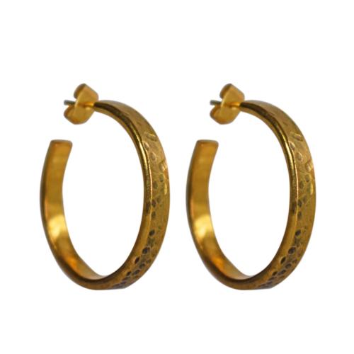 Earrings, Brass hammered thick solid hoops 2.5cm diameter