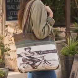 Shoulder Bag Recycled Tent Canvas, Road Queen 41 x 7 x 33cm