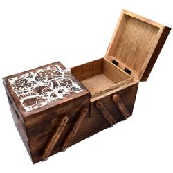 Sliding jewellery / craft box, mango wood hedgehog design 30.5x16x16cm