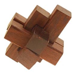 Wooden puzzle cross shape game sheesham wood 5x5x5