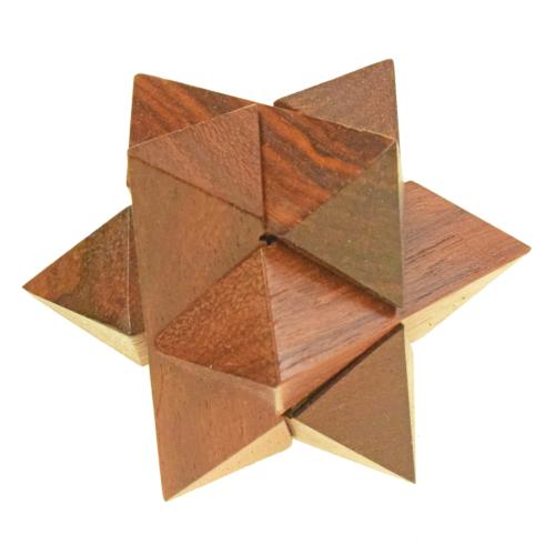 Wooden puzzle star shape game sheesham wood 5x5x5