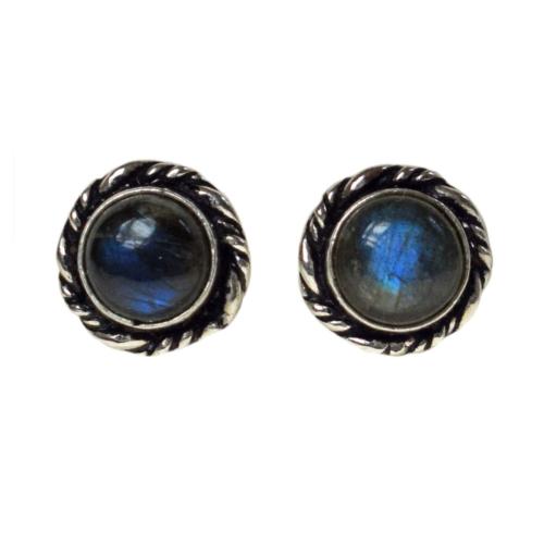 Ear studs with labradorite, blue